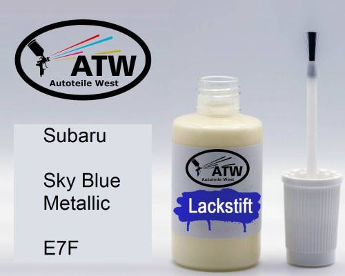 Subaru, Sky Blue Metallic, E7F: 20ml Lackstift, von ATW Autoteile West.